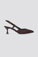 Slingback Kitten Heel Pumps TFP - Brown Suede - thefashionproject.gr - TFP
