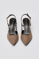 Slingback Kitten Heel Pumps TFP - Taupe Suede - thefashionproject.gr - TFP