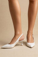 TFP - Slingback Kitten Heel Pumps - White Pearl