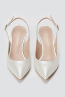 TFP - Slingback Kitten Heel Pumps - White Pearl