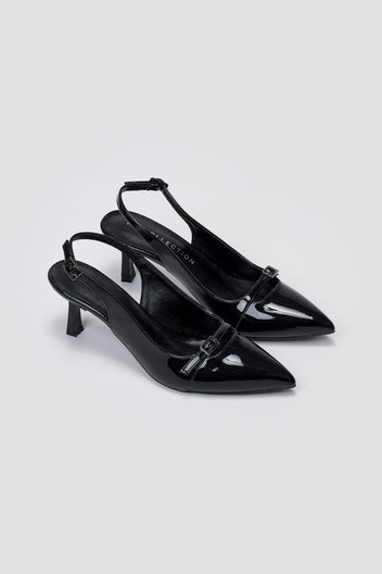 Slingback Kitten Heel TFP - Black Patent - thefashionproject.gr - TFP