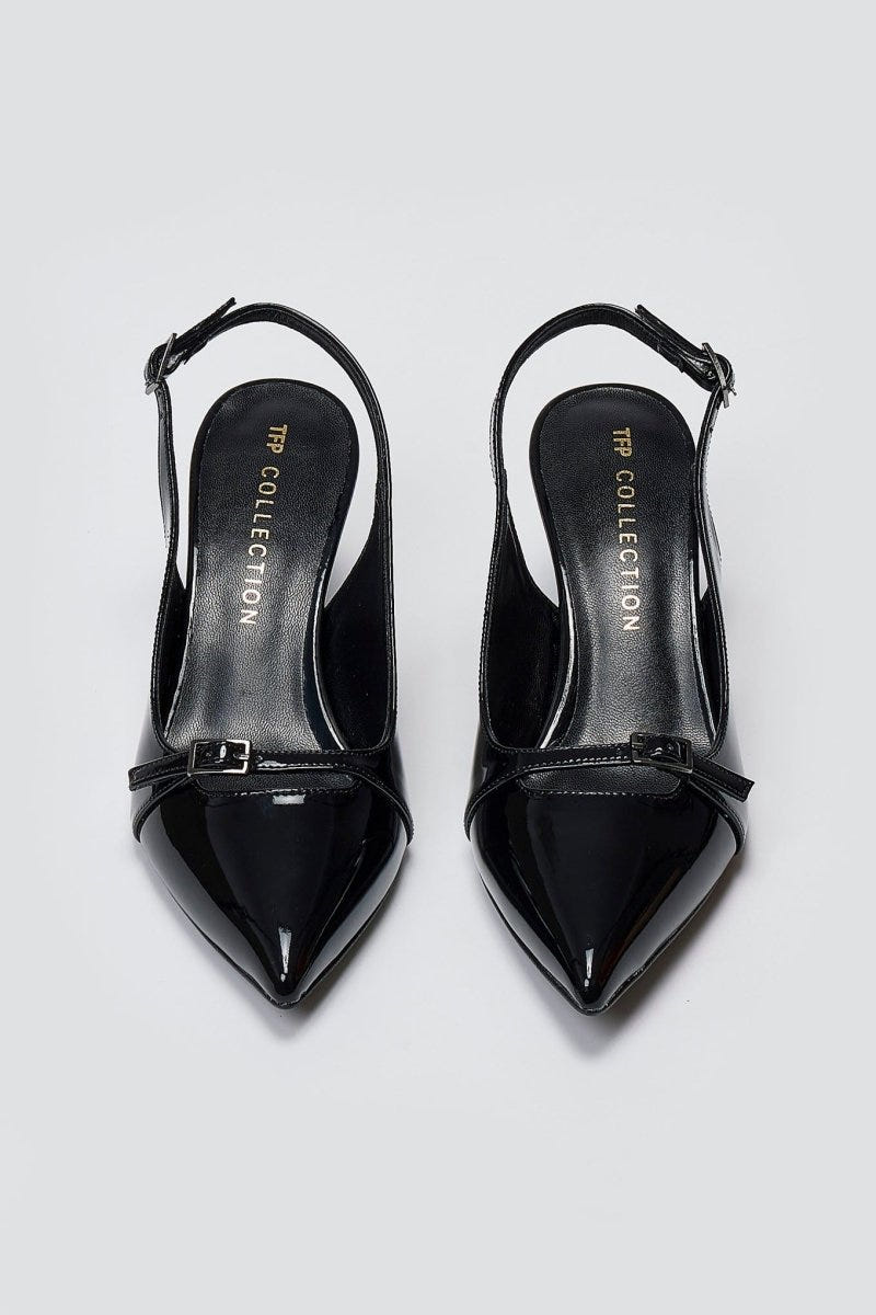 Slingback Kitten Heel TFP - Black Patent - thefashionproject.gr - TFP