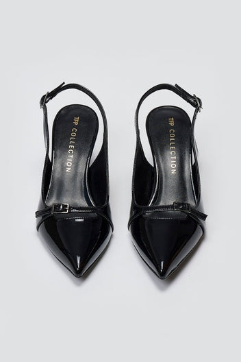 Slingback Kitten Heel TFP - Black Patent - thefashionproject.gr - TFP