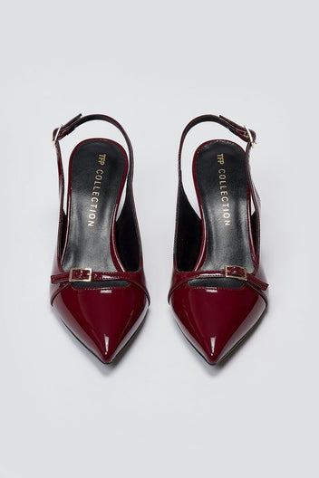 Slingback Kitten Heel TFP - Bordeaux Patent - thefashionproject.gr - TFP
