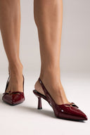 Slingback Kitten Heel TFP - Bordeaux Patent - thefashionproject.gr - TFP