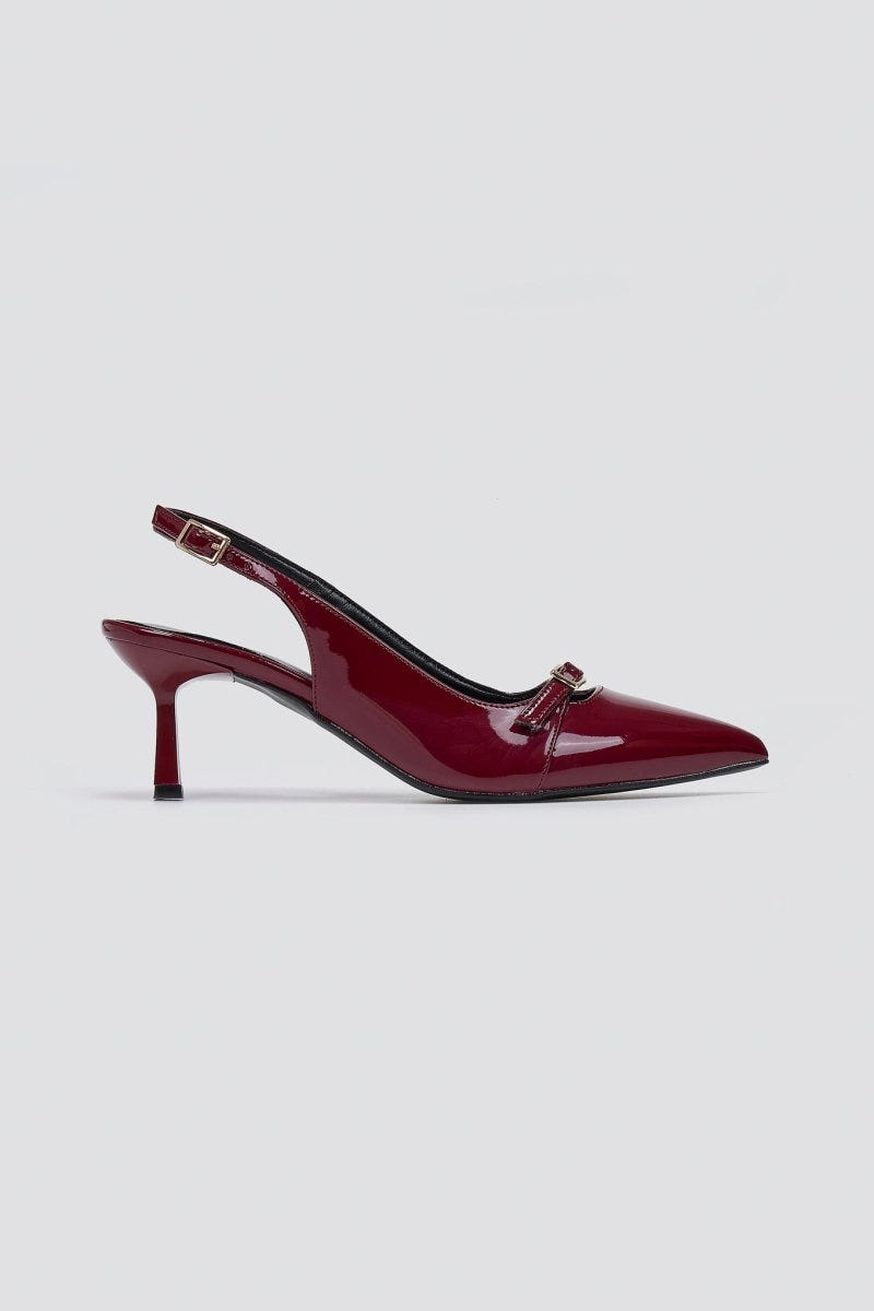 Slingback Kitten Heel TFP - Bordeaux Patent - thefashionproject.gr - TFP
