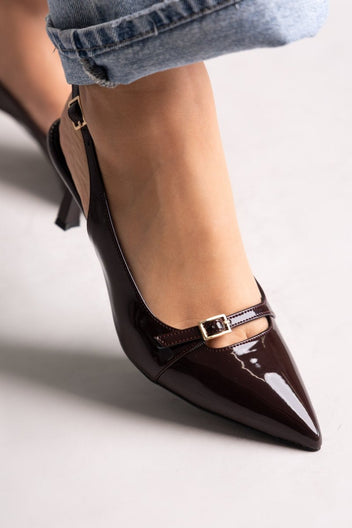TFP - Slingback Kitten Heel - Brown Patent