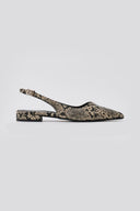 Slingback Pointed Ballet Flats TFP - Ivory Black Snake Print - thefashionproject.gr - TFP