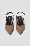 Slingback Pointed Ballet Flats TFP - Taupe Suede - thefashionproject.gr - TFP