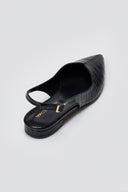 Slingback Pointed Flats TFP - Black Croc - thefashionproject.gr - TFP