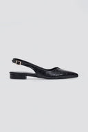 Slingback Pointed Flats TFP - Black Croc - thefashionproject.gr - TFP