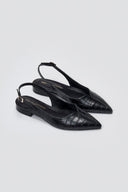 Slingback Pointed Flats TFP - Black Croc - thefashionproject.gr - TFP