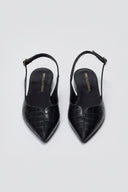 Slingback Pointed Flats TFP - Black Croc - thefashionproject.gr - TFP