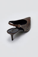 Slingback Pointed Pumps TFP - Brown Snake Print - thefashionproject.gr - TFP