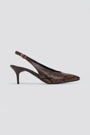 Slingback Pointed Pumps TFP - Brown Snake Print - thefashionproject.gr - TFP