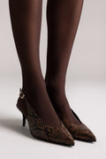 Slingback Pointed Pumps TFP - Brown Snake Print - thefashionproject.gr - TFP