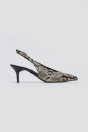 Slingback Pointed Pumps TFP - Ivory Black Snake Print - thefashionproject.gr - TFP