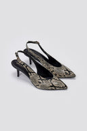 Slingback Pointed Pumps TFP - Ivory Black Snake Print - thefashionproject.gr - TFP