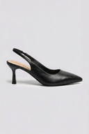 Slingback Pointed Toe Pumps - Black Matte - thefashionproject.gr - Ideal shoes