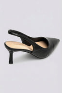 Slingback Pointed Toe Pumps - Black Matte - thefashionproject.gr - Ideal shoes