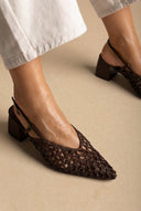 CORINA - Slingback Pointed Toe Pumps - Brown Matte