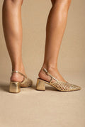 CORINA - Slingback Pointed Toe Pumps - Gold