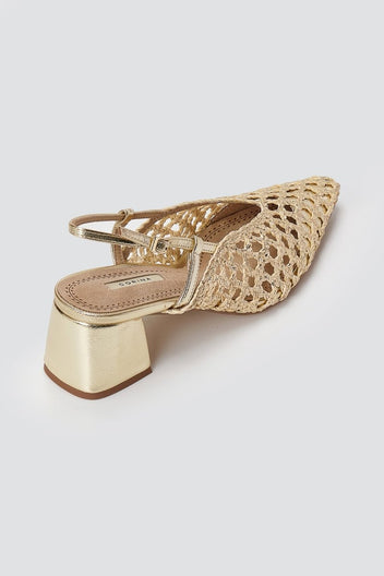 CORINA - Slingback Pointed Toe Pumps - Gold
