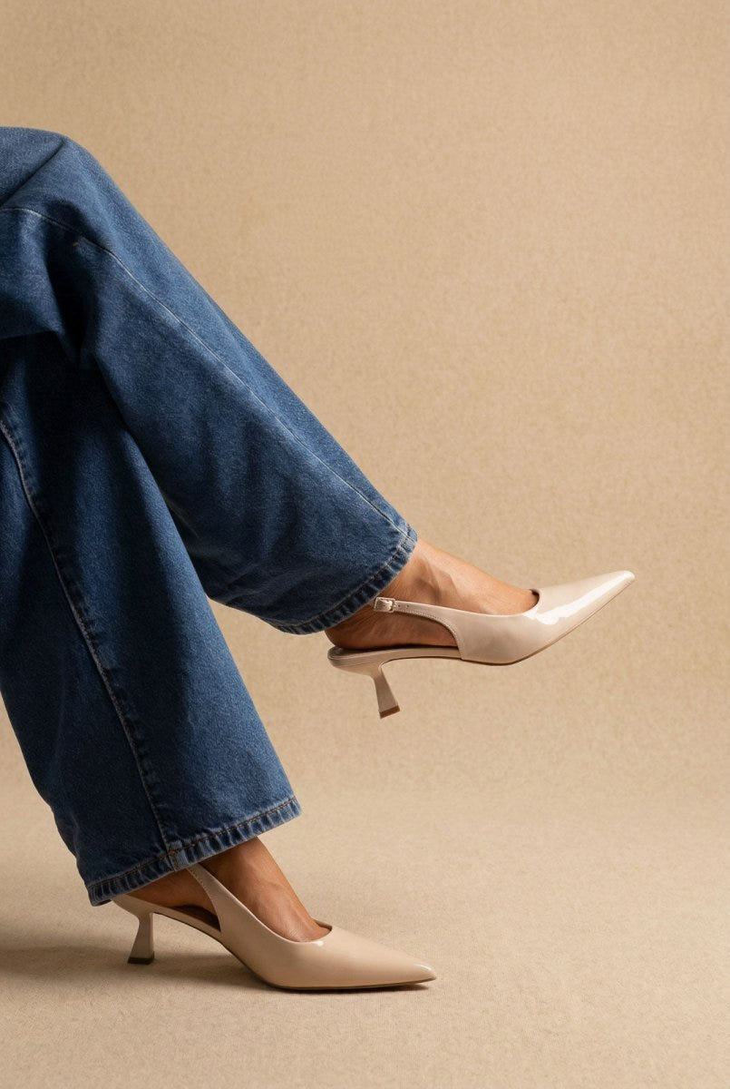 Ideal shoes - Slingback Pumps - Beige Patent