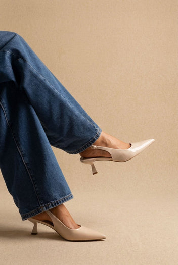 Ideal shoes - Slingback Pumps - Beige Patent