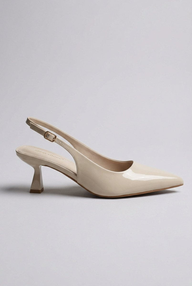 Ideal shoes - Slingback Pumps - Beige Patent