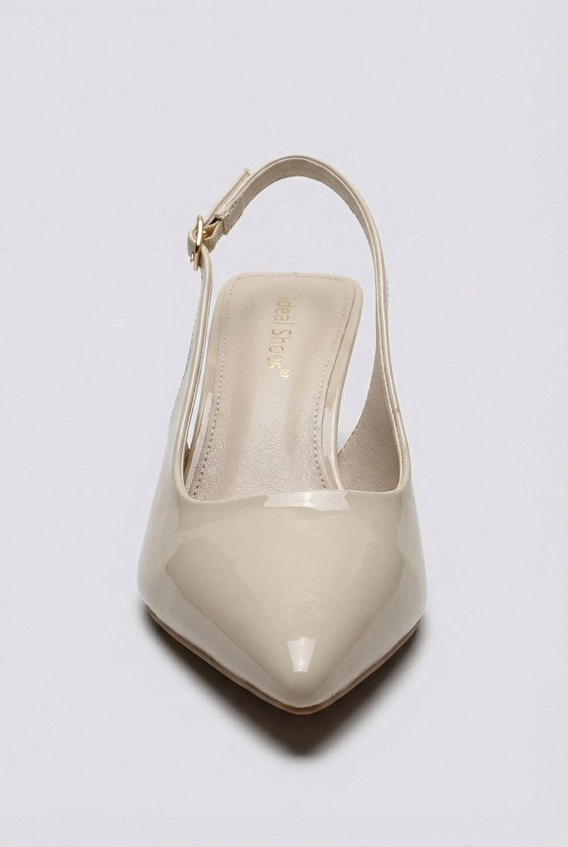 Ideal shoes - Slingback Pumps - Beige Patent