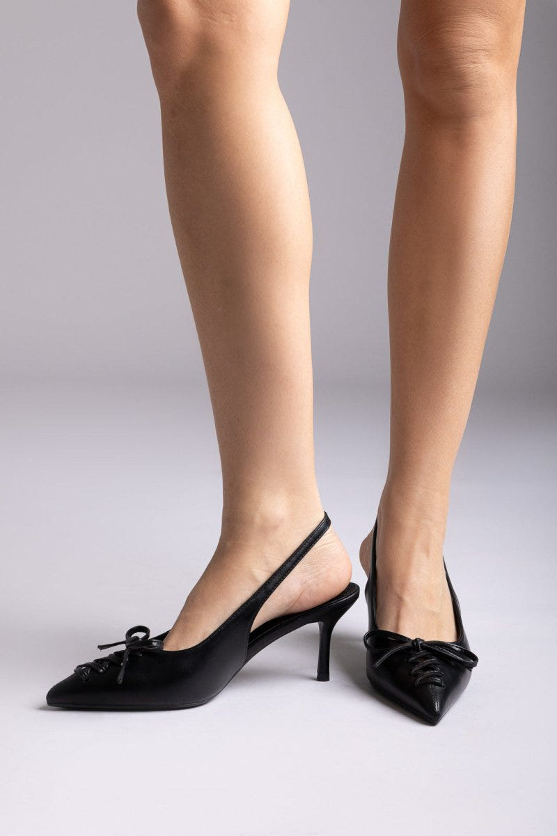 Ideal shoes - Slingback Pumps - Black Matte