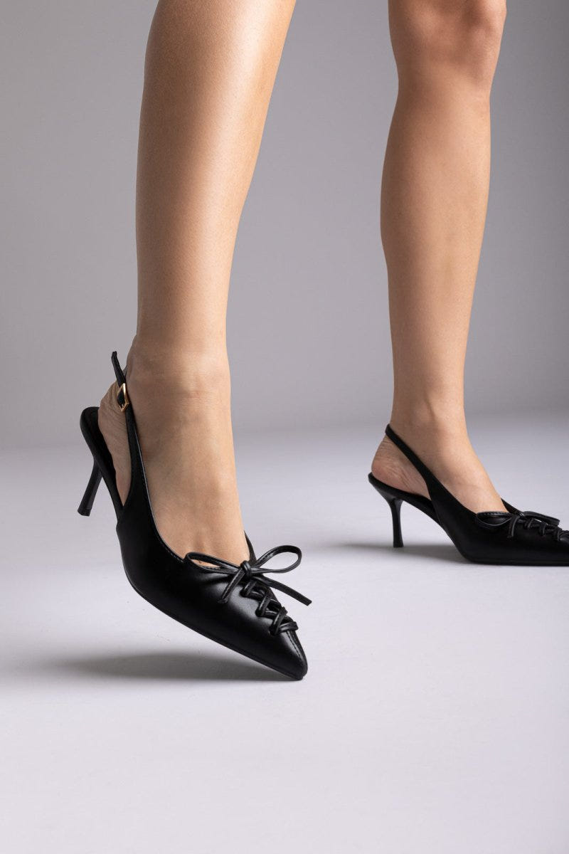 Ideal shoes - Slingback Pumps - Black Matte