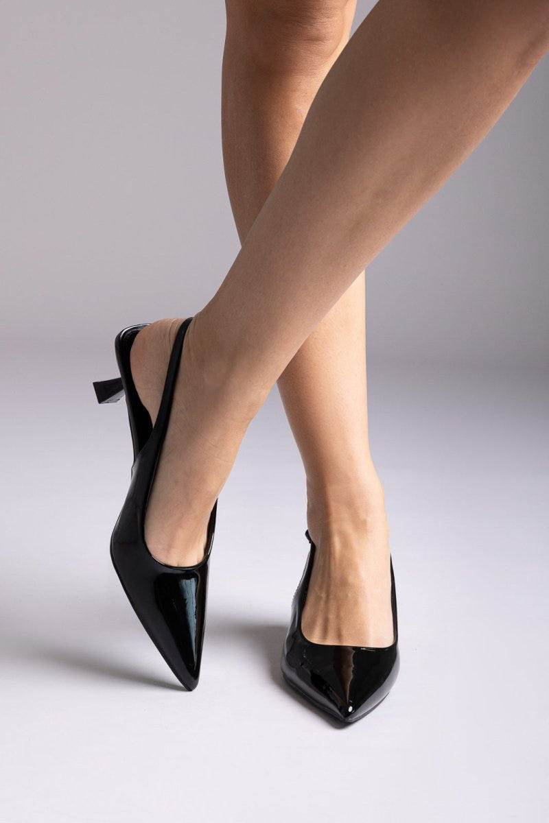 Ideal shoes - Slingback Pumps - Black Patent