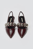 Slingback Pumps CORINA - Burgundy Crinkled Patent - thefashionproject.gr - CORINA
