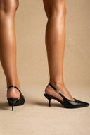Stephan - Slingback Pumps Kitten Heel - Black Matte