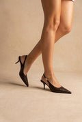 Stephan - Slingback Pumps Kitten Heel - Brown Matte