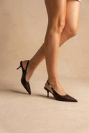 Stephan - Slingback Pumps Kitten Heel - Brown Matte