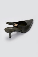 Stephan - Slingback Pumps Kitten Heel - Olive Matte