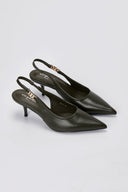 Stephan - Slingback Pumps Kitten Heel - Olive Matte