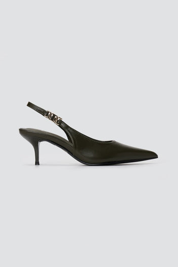 Stephan - Slingback Pumps Kitten Heel - Olive Matte
