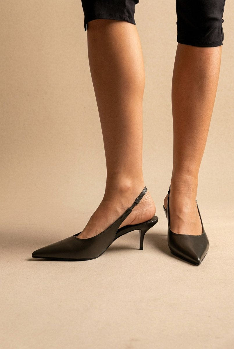 Stephan - Slingback Pumps Kitten Heel - Olive Matte