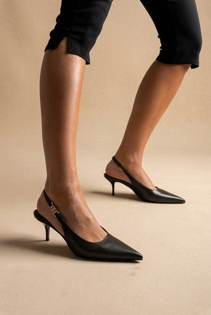 Stephan - Slingback Pumps Kitten Heel - Olive Matte