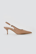 Stephan - Slingback Pumps Kitten Heel - Taupe Matte