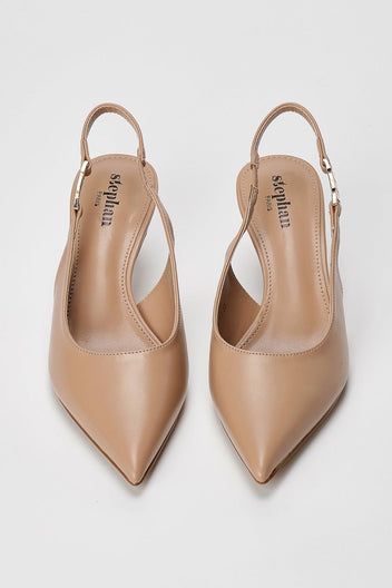 Stephan - Slingback Pumps Kitten Heel - Taupe Matte