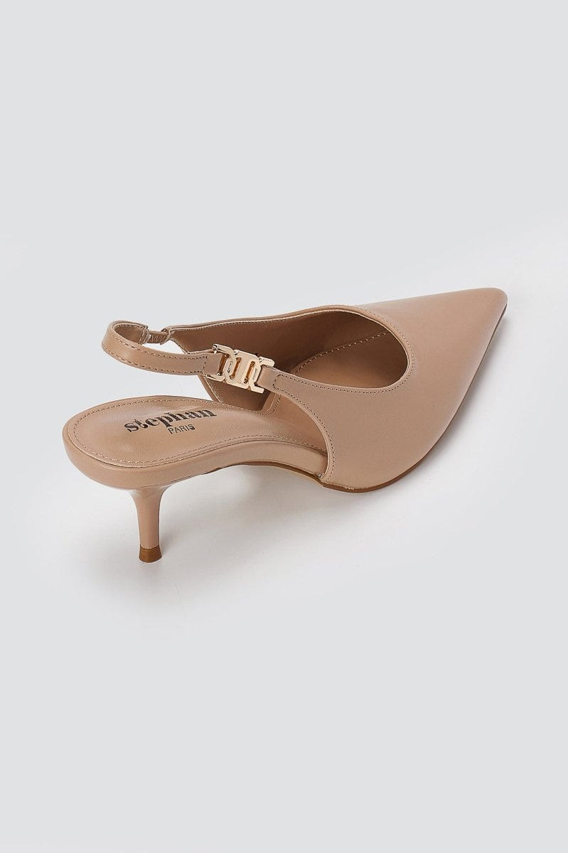 Stephan - Slingback Pumps Kitten Heel - Taupe Matte