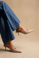 Stephan - Slingback Pumps Kitten Heel - Taupe Matte