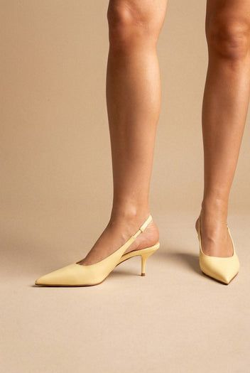Stephan - Slingback Pumps Kitten Heel - Yellow Matte