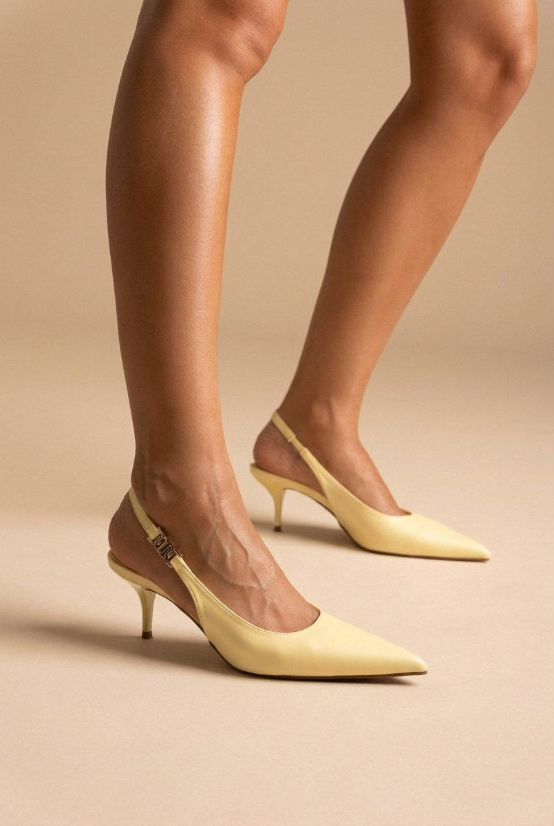 Stephan - Slingback Pumps Kitten Heel - Yellow Matte