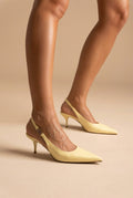 Stephan - Slingback Pumps Kitten Heel - Yellow Matte